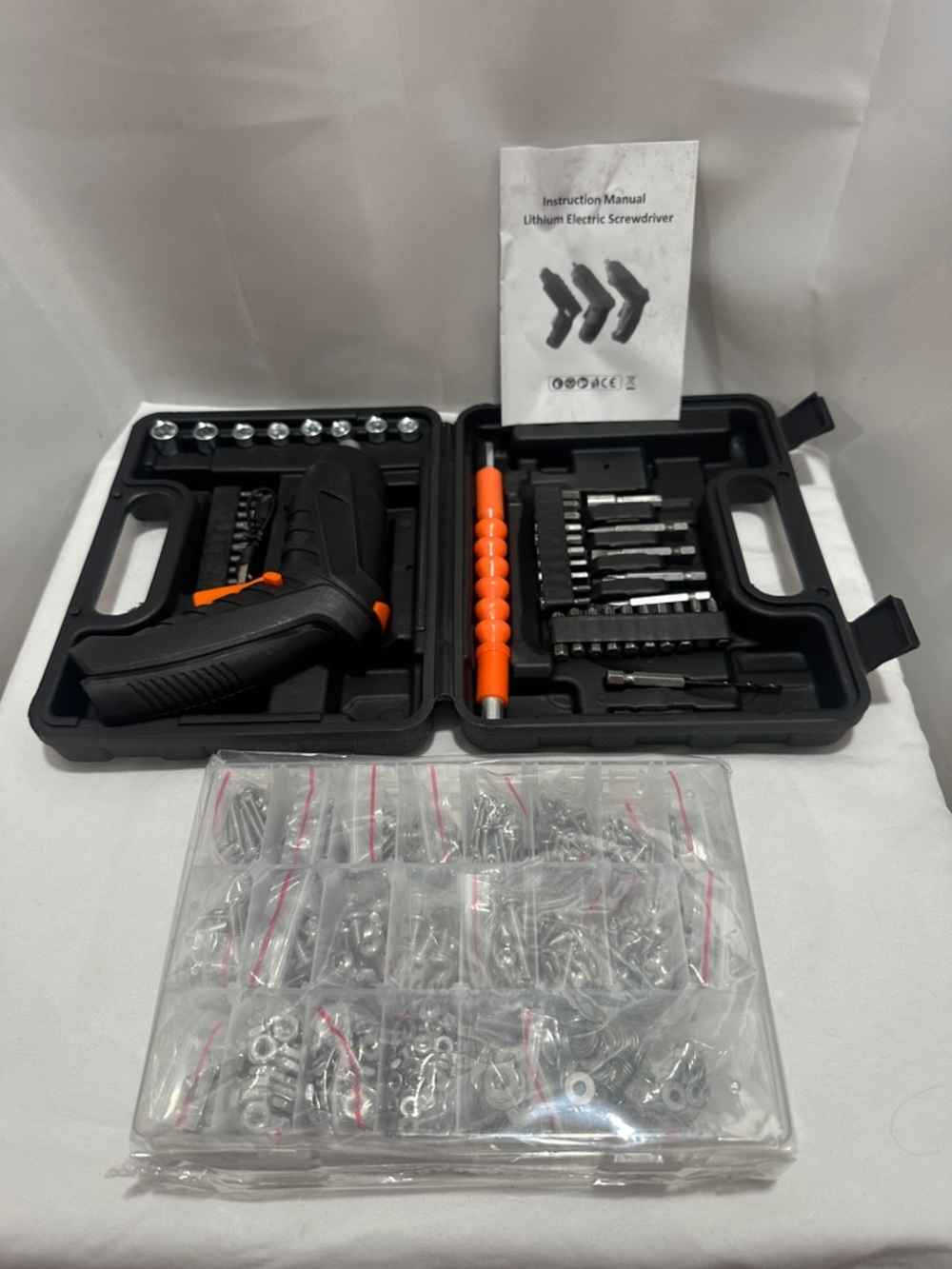Electric screwdriver new in case with a set all brand new screws NWT